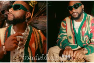 Fans gush over Davido as he shares pictures of his rocking outfit